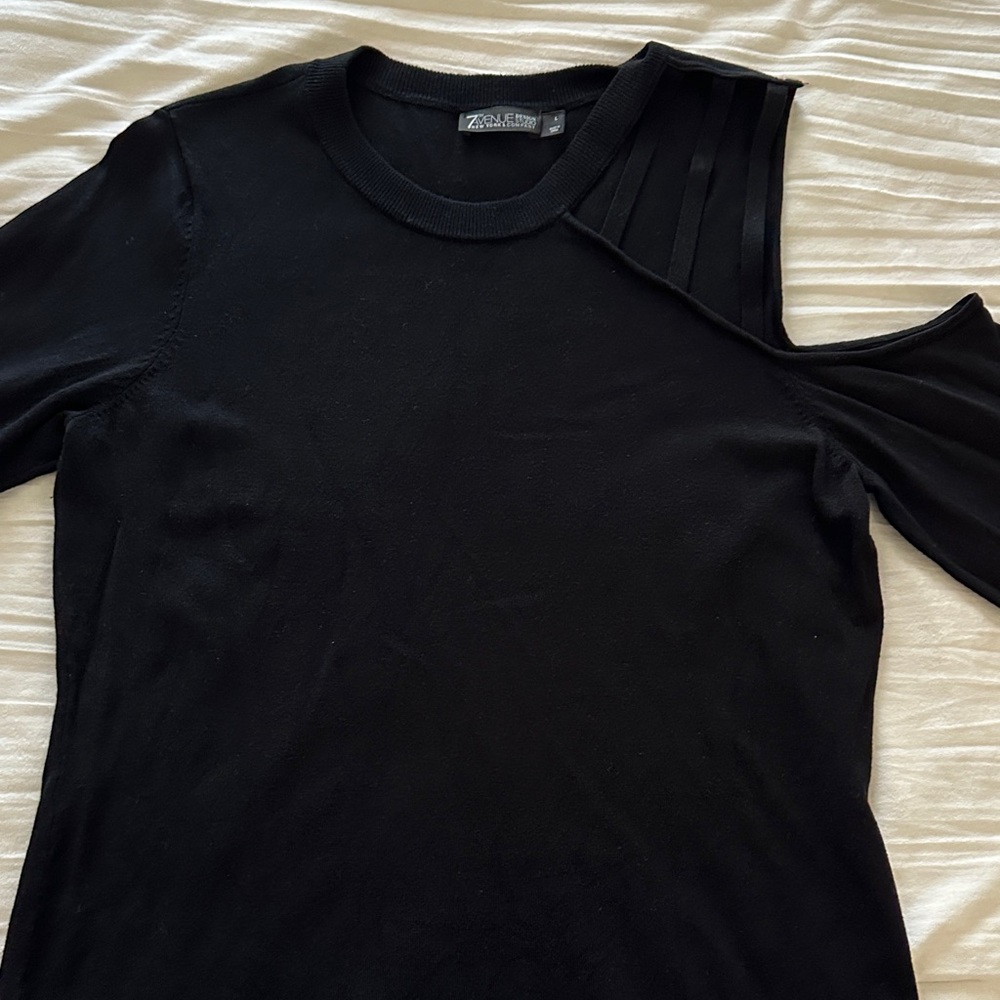 Black Long Sleeve Top with Shoulder Detail
